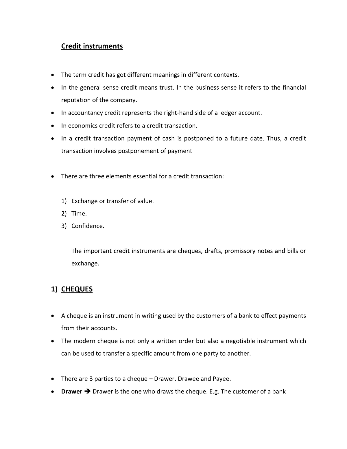 Credit instruments - Lecture notes - Credit instruments The term credit ...