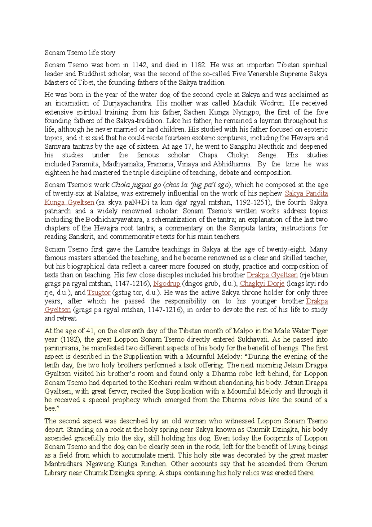 Sonam Tsemo life story Sonam Tsemo life story Sonam Tsemo was born in