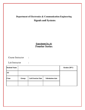 Lab-Fourier Transform - Signals and Systems Experiment No. ( 7 ...