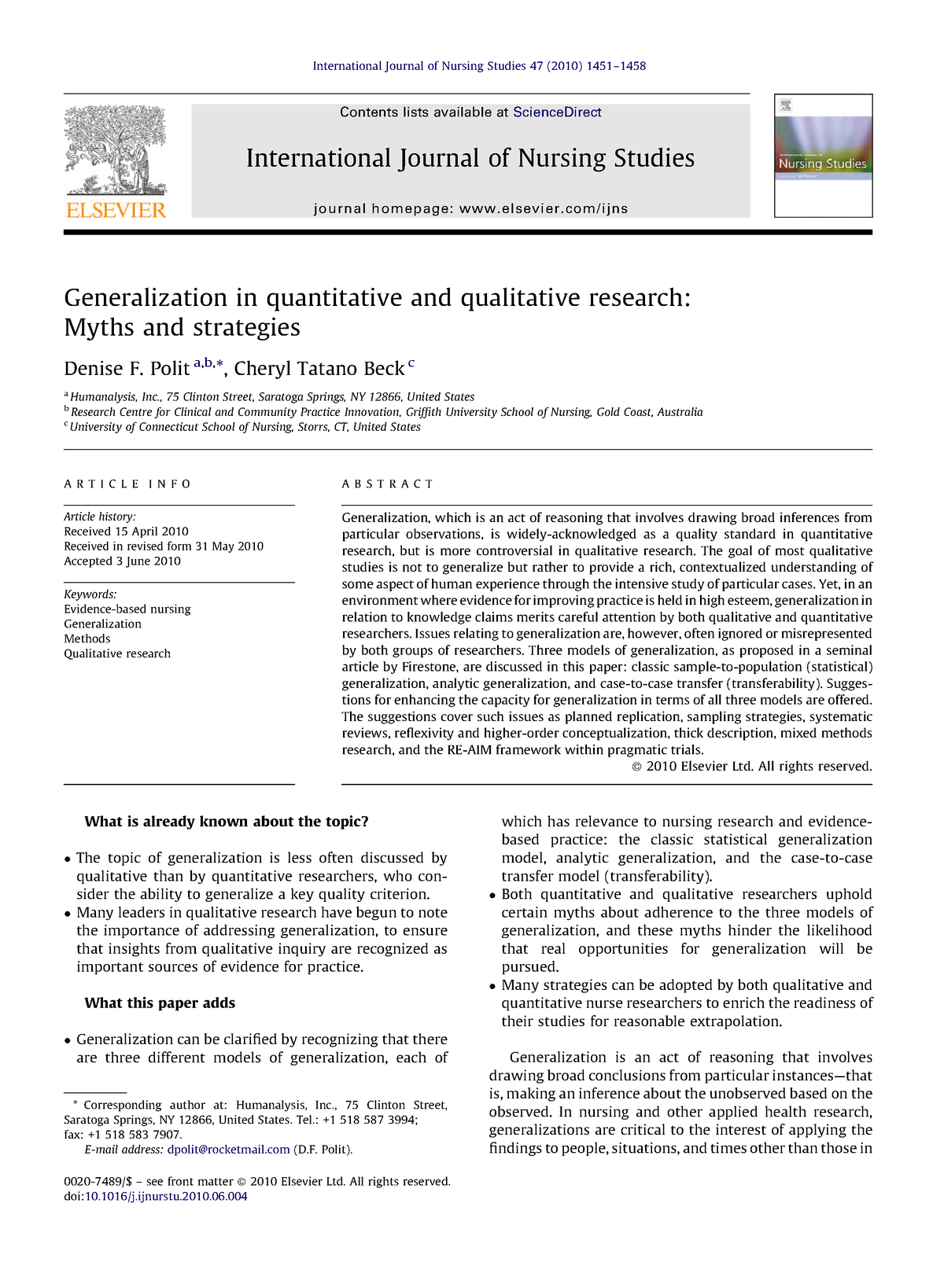 quantitative research generalizability