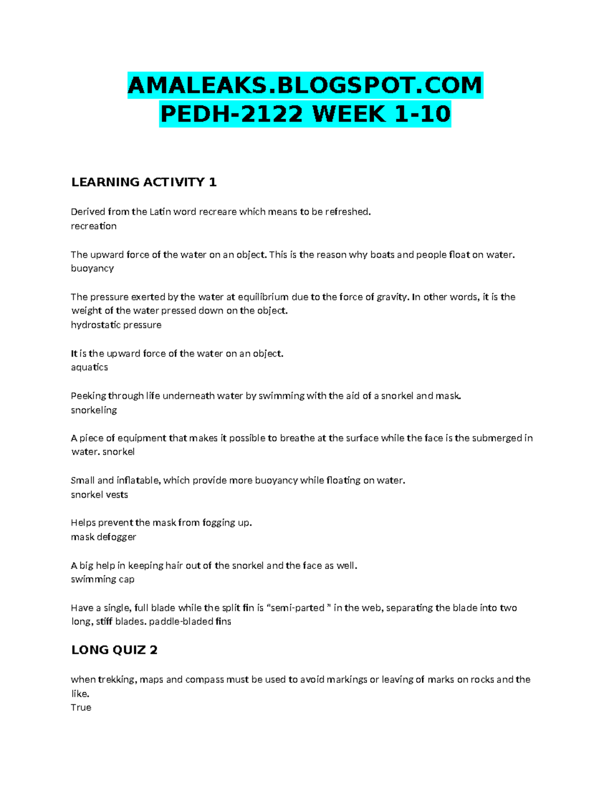 Amaleaks - OED source - AMALEAKS.BLOGSPOT PEDH-2122 WEEK 1- LEARNING ACTIVITY 1 Derived from the