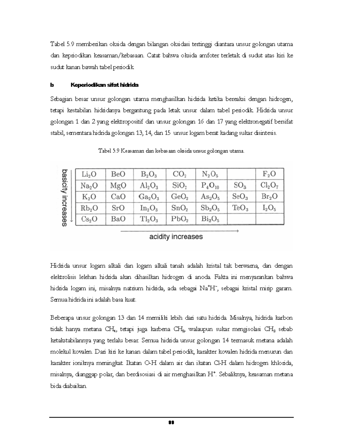 Sifat baterai timbal Tabel 5 memberikan oksida dengan bilangan oksidasi tertinggi diantara