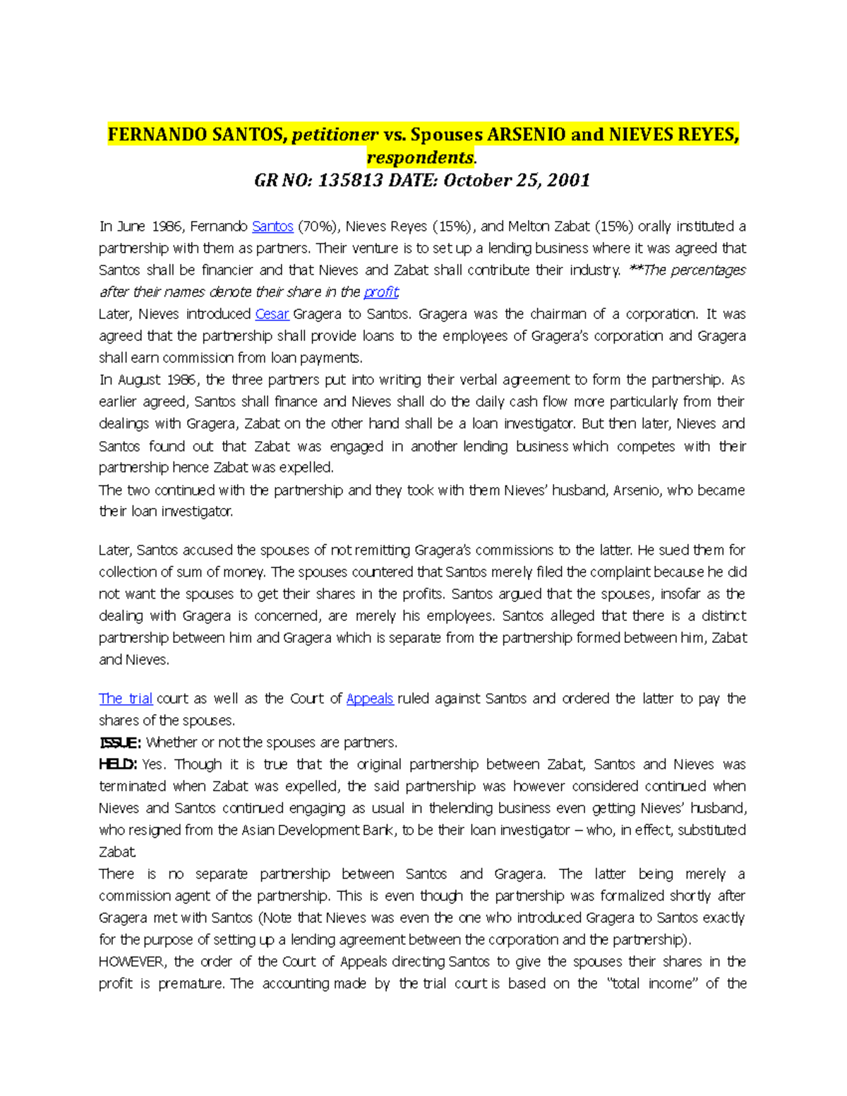 ATP WEEK 1 CASE Digest - notes - FERNANDO SANTOS, petitioner vs ...