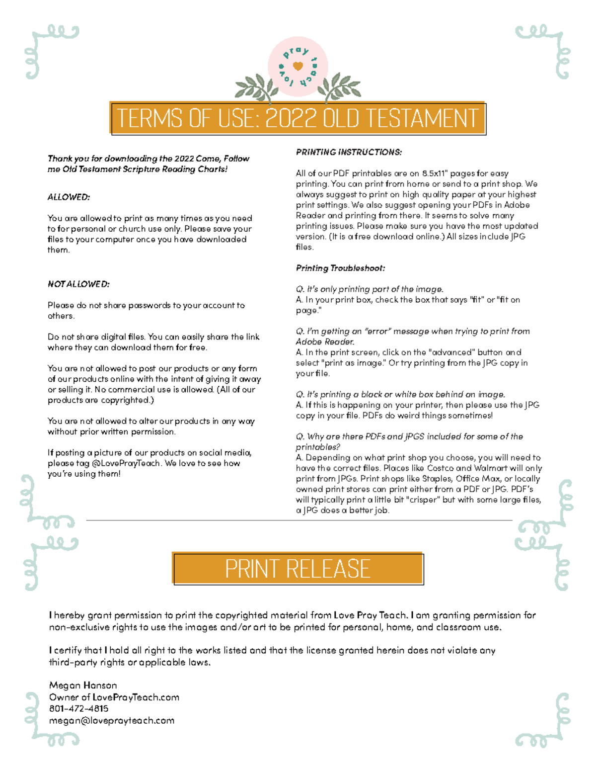 Love Pray Teach-Old Testament-Scripture Reading Chart - Tesis Final ...