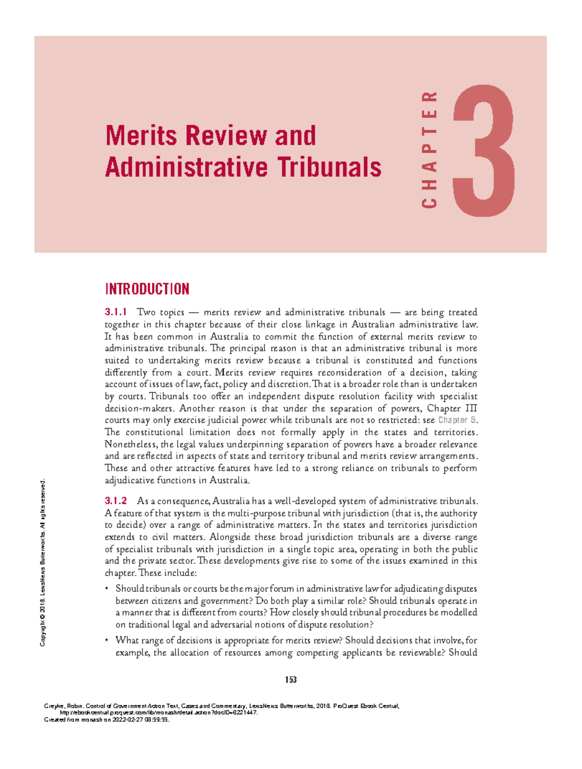 Chapter 3 - 153 INTRODUCTION 3.1 Two Topics — Merits Review And ...