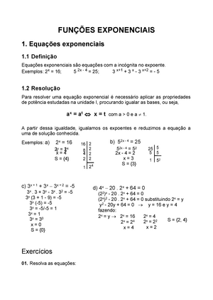 EQUAÇÃO DO 2 GRAU 01 - Equacão Exponencial