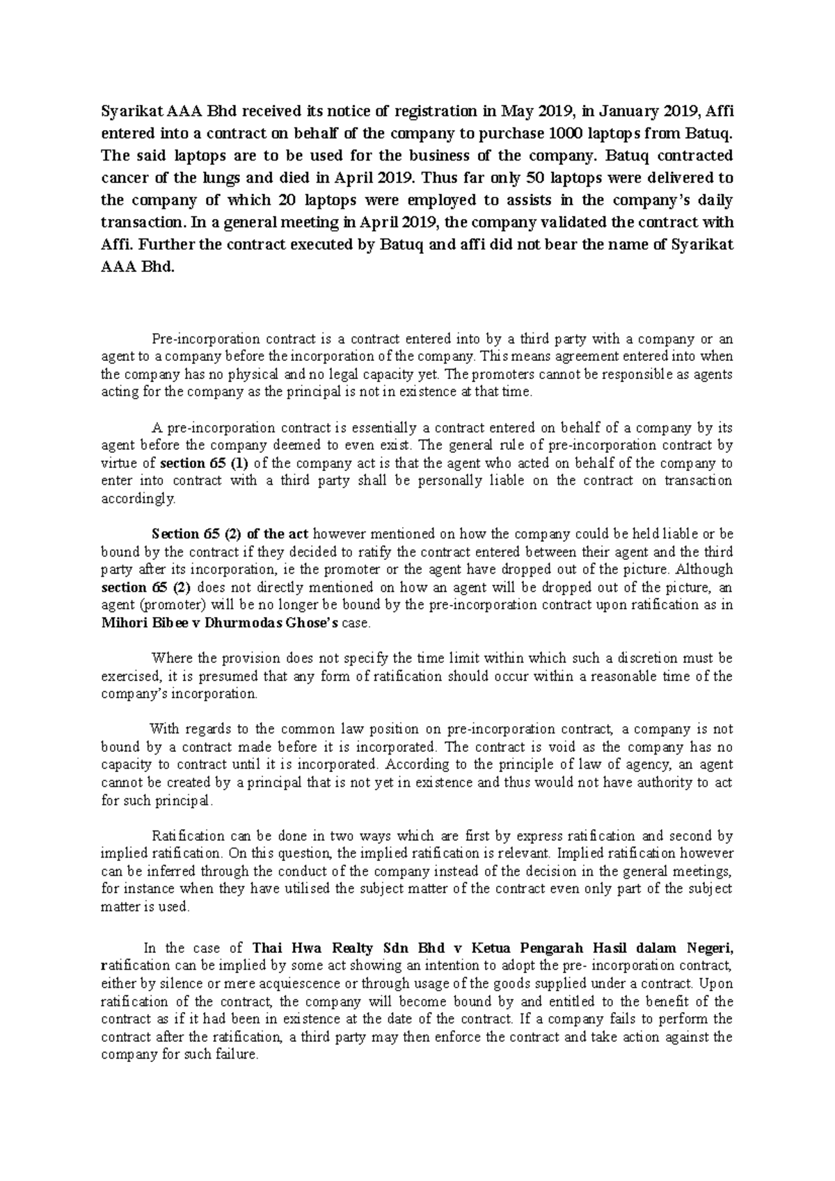 AAA - brief answer - Syarikat AAA Bhd received its notice of ...