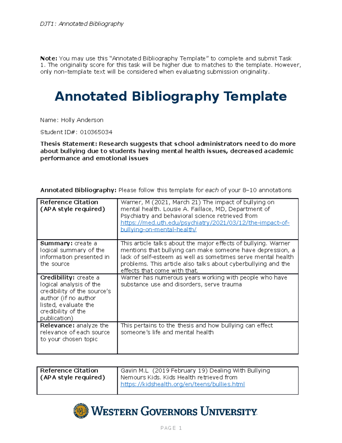 English Annotated bib - annonted bib - Note: You may use this ...