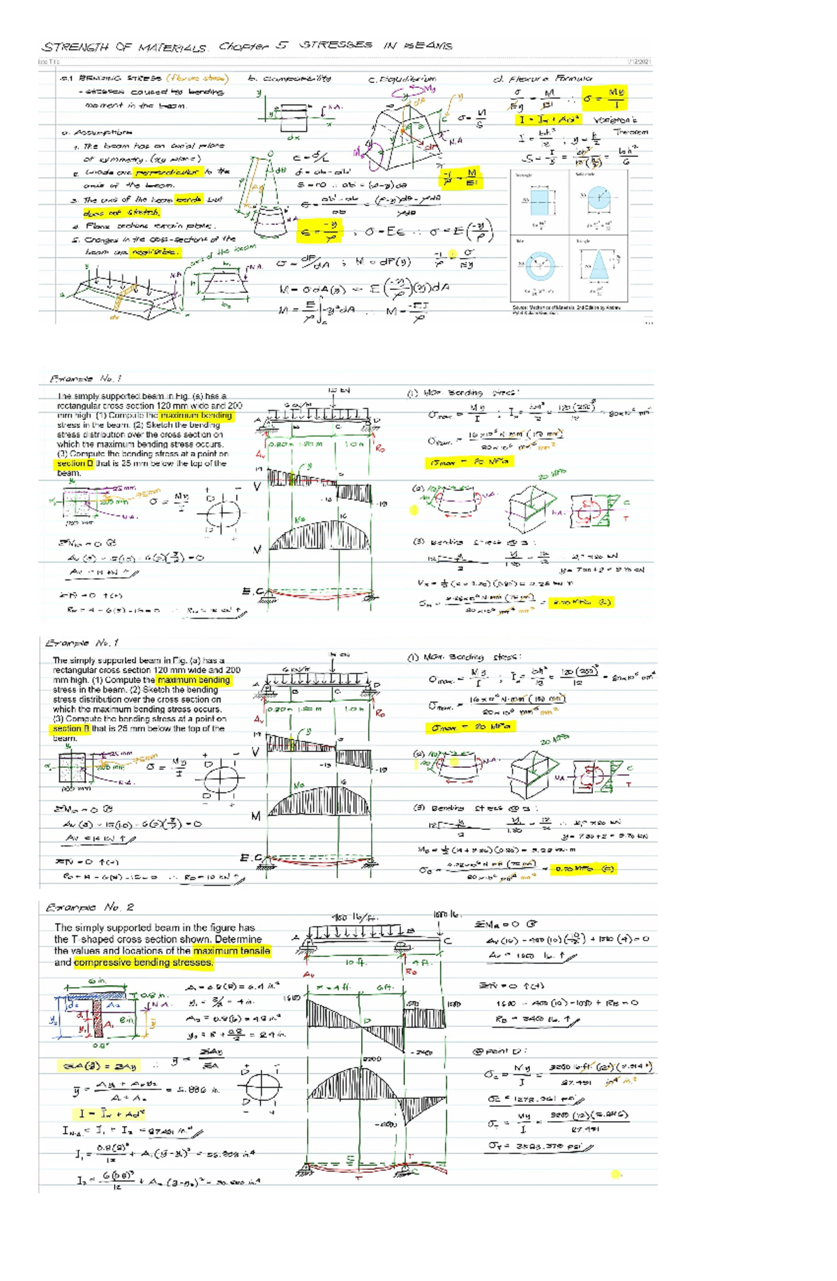 Shear AND Bending Sample PROB - STRENGTH OF MATERIALS. Chapter 5 ...