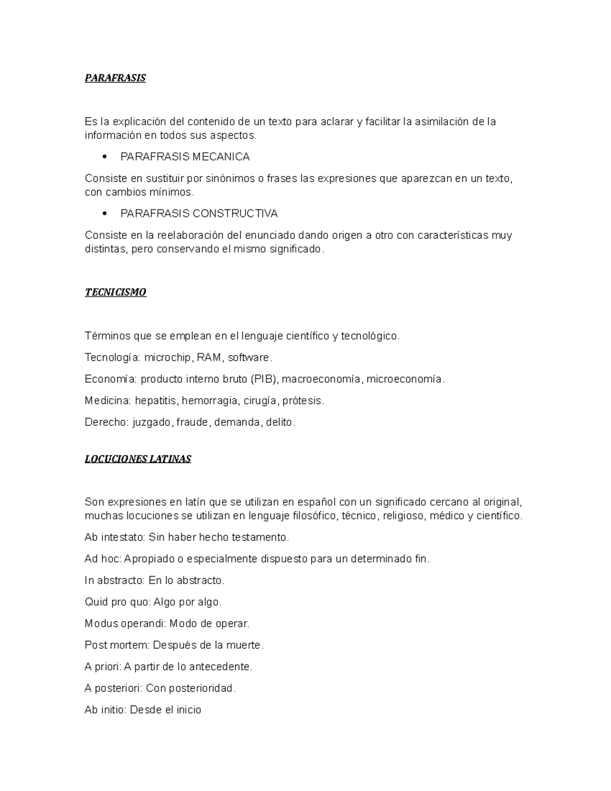 Lectura - PARAFRASIS Es la explicación del contenido de un texto para ...