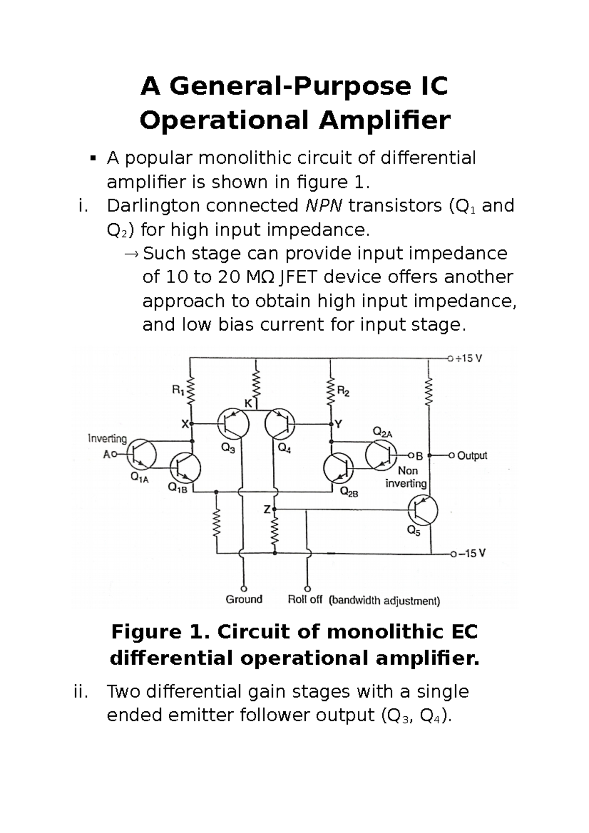 A General Purpose IC OPAMP A GeneralPurpose IC Operational Amplifier A popular monolithic