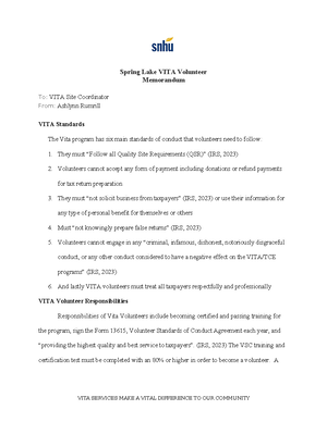 ACC 350 Module Five VITA Tests Answer Sheet - Advanced Course Test ...