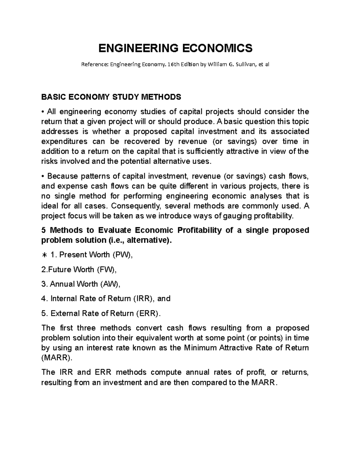 Engineering Economics UNIT 3 ENGINEERING ECONOMICS Reference 