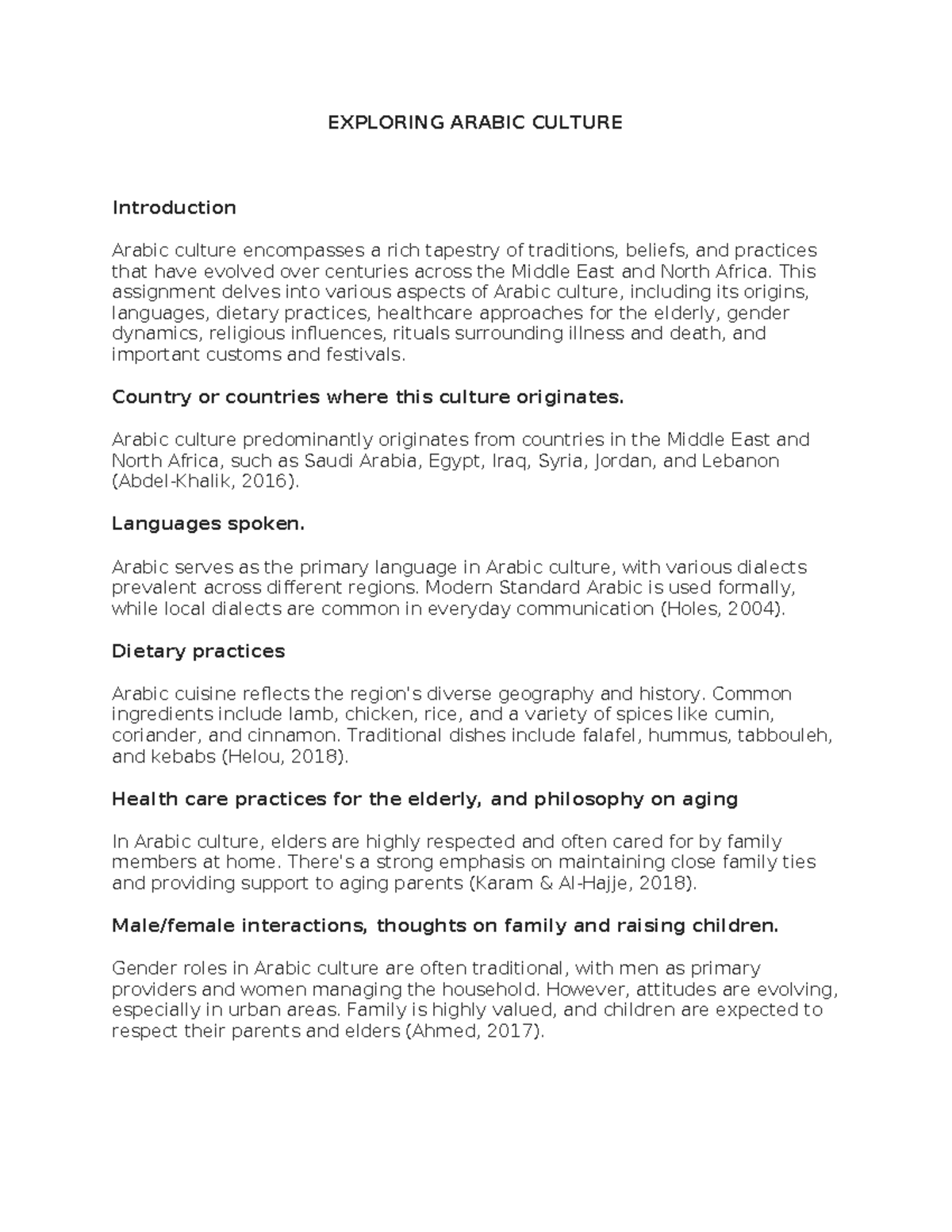Exploring Arabic Culture - EXPLORING ARABIC CULTURE Introduction Arabic ...