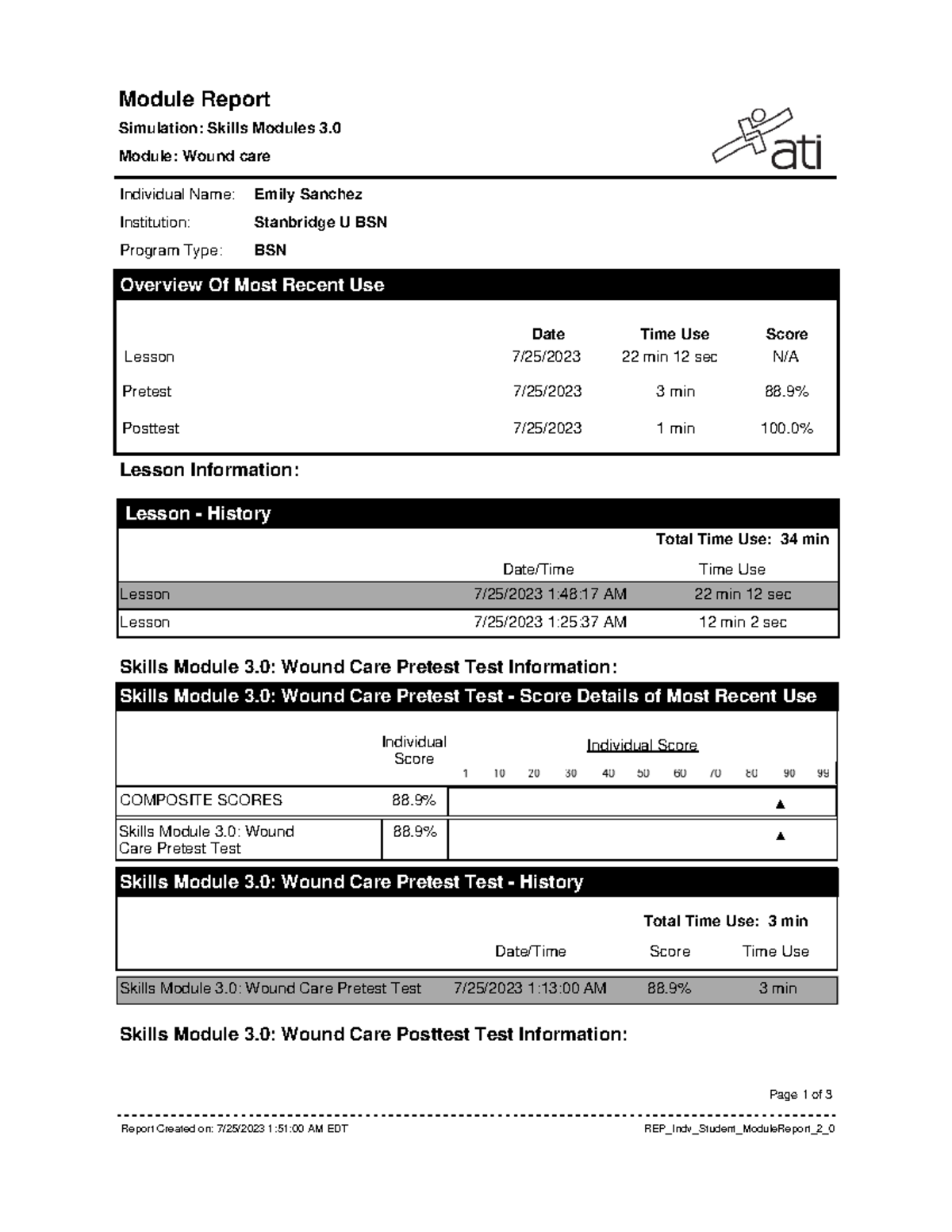 Wound care - hoemwork - Module Report Simulation: Skills Modules 3 ...