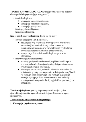 Wykład Krym. 29 - Antropologia Kryminologiczna Teoria Antropologiczna ...