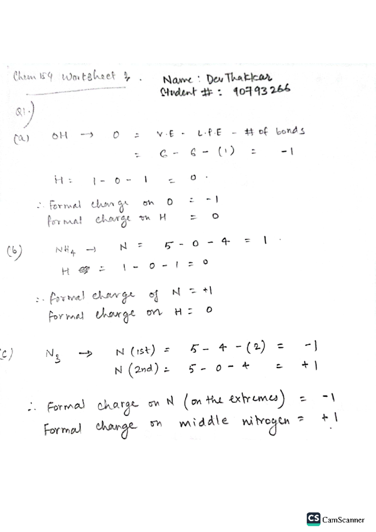 Worksheet 3 Chem 154 - CHEM 154 - Studocu