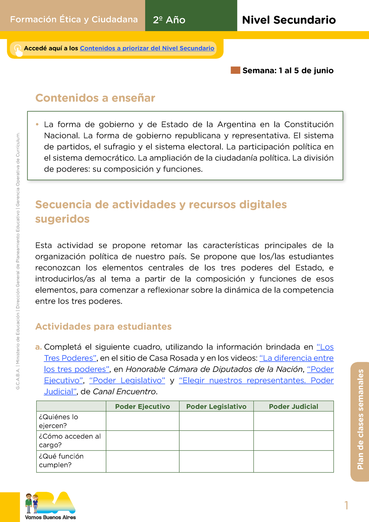 Plan Clases Sec Feyc 2 Q1junio - Plan De Clases Semanales G.C.A.B ...