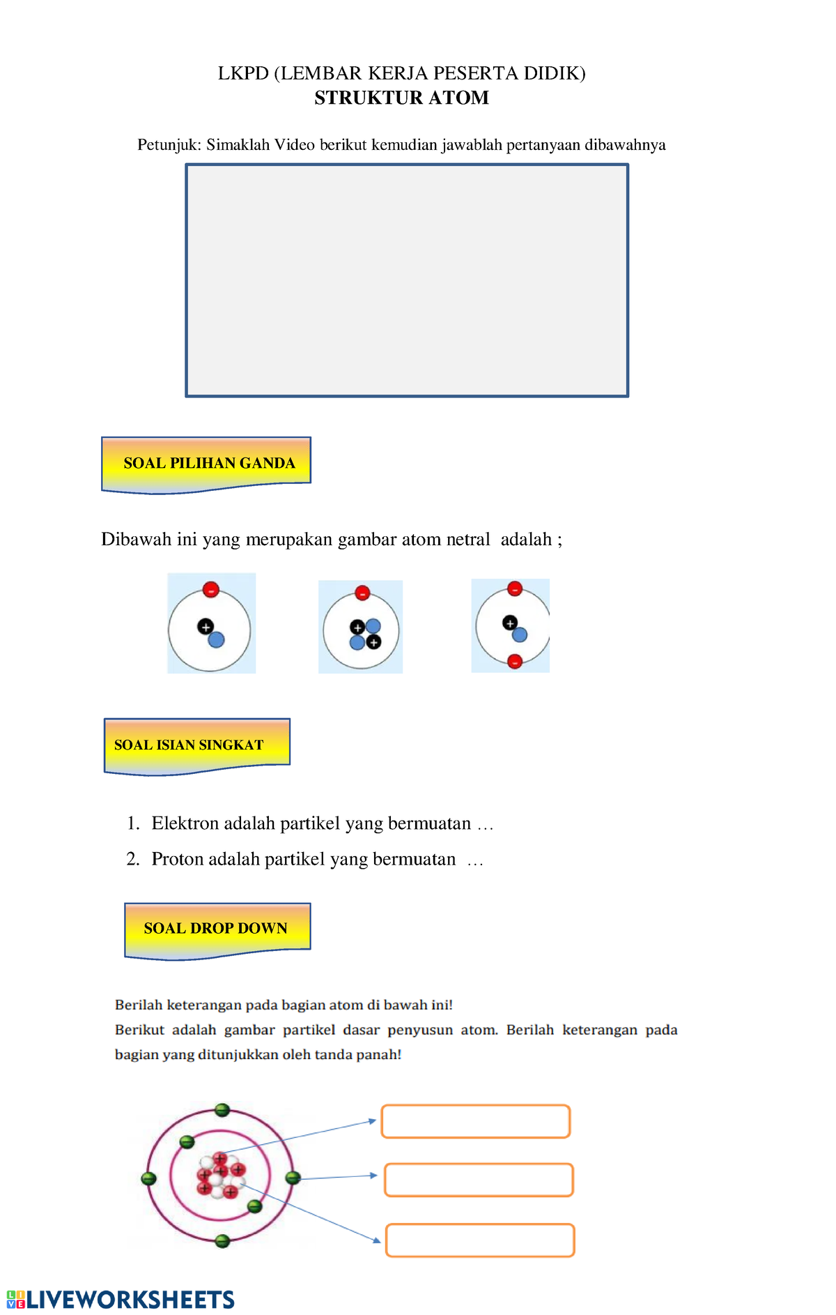 Struktur Atom 2 - Lkpd - LKPD (LEMBAR KERJA PESERTA DIDIK) STRUKTUR ...