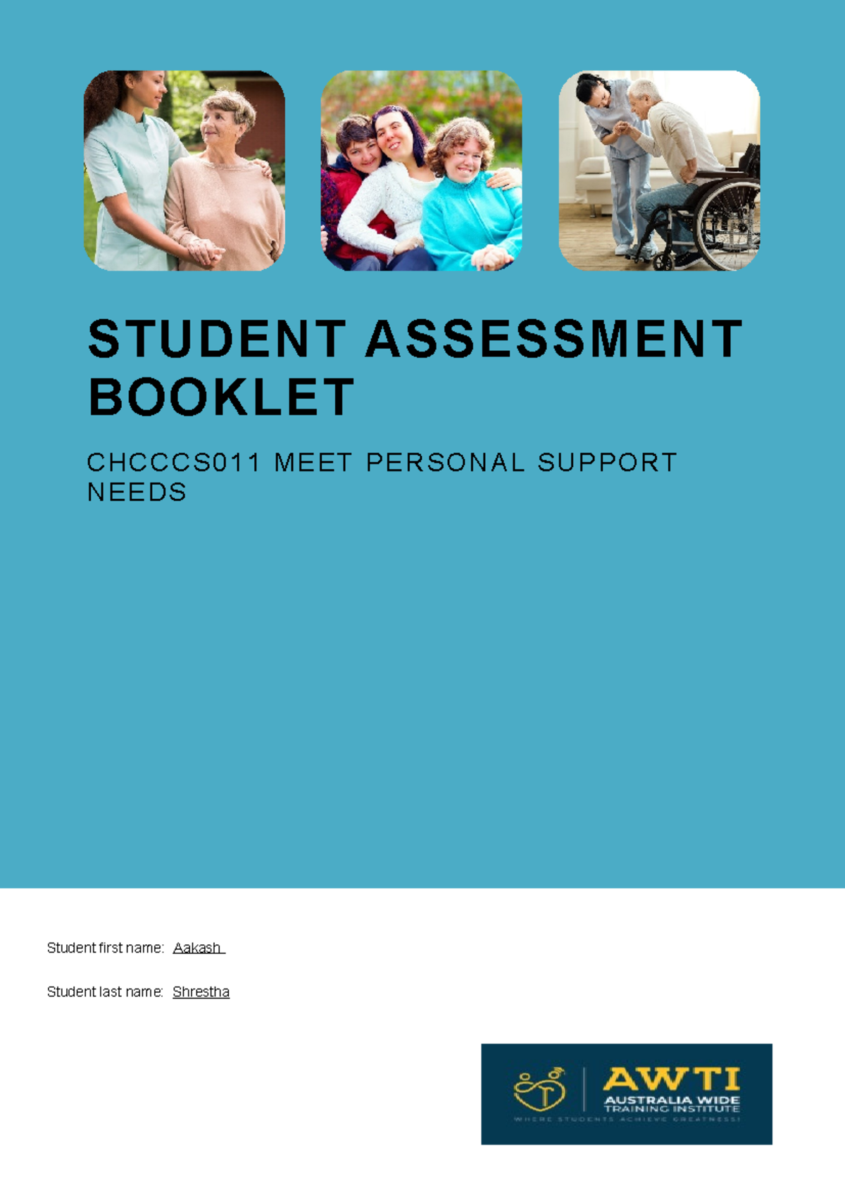 Chcccs 011 Student Workbook (WORD) (C3) - STUDENT ASSESSMENT BOOKLET C ...