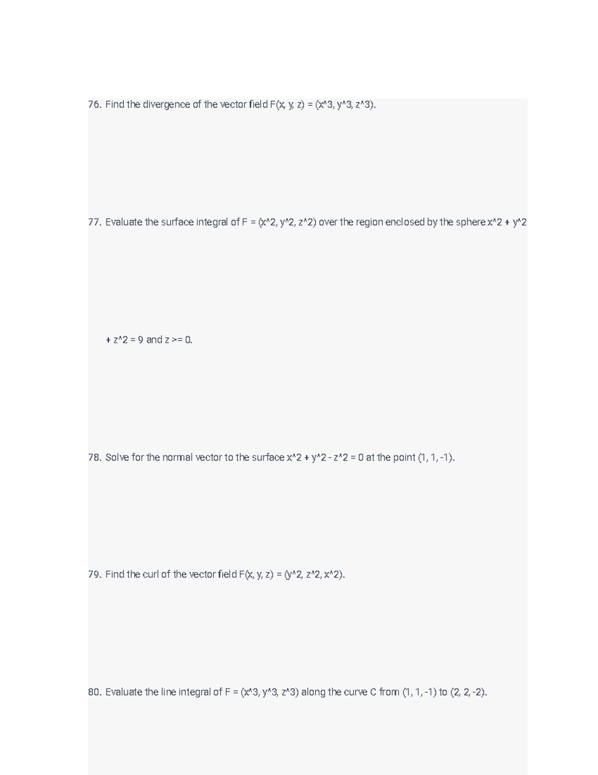 Calculus 3 review problems (16) - Find the divergence of the vector ...