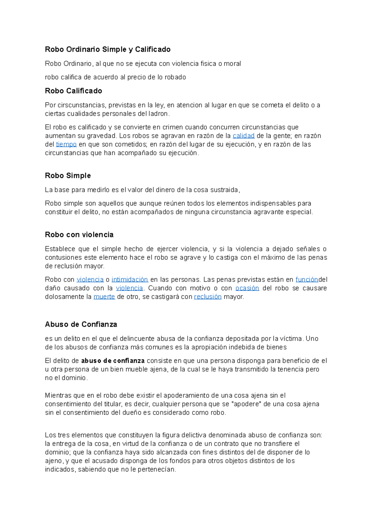 Cavazos - LAW - Robo Ordinario Simple y Calificado Robo Ordinario, al ...