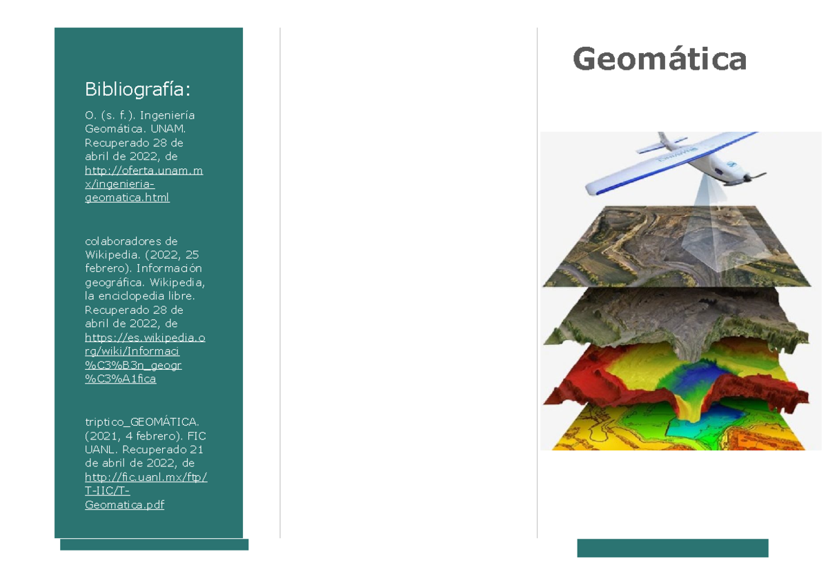 Triptico Sobre La Geomática - Topografía - Bibliografía: O. (s. F ...