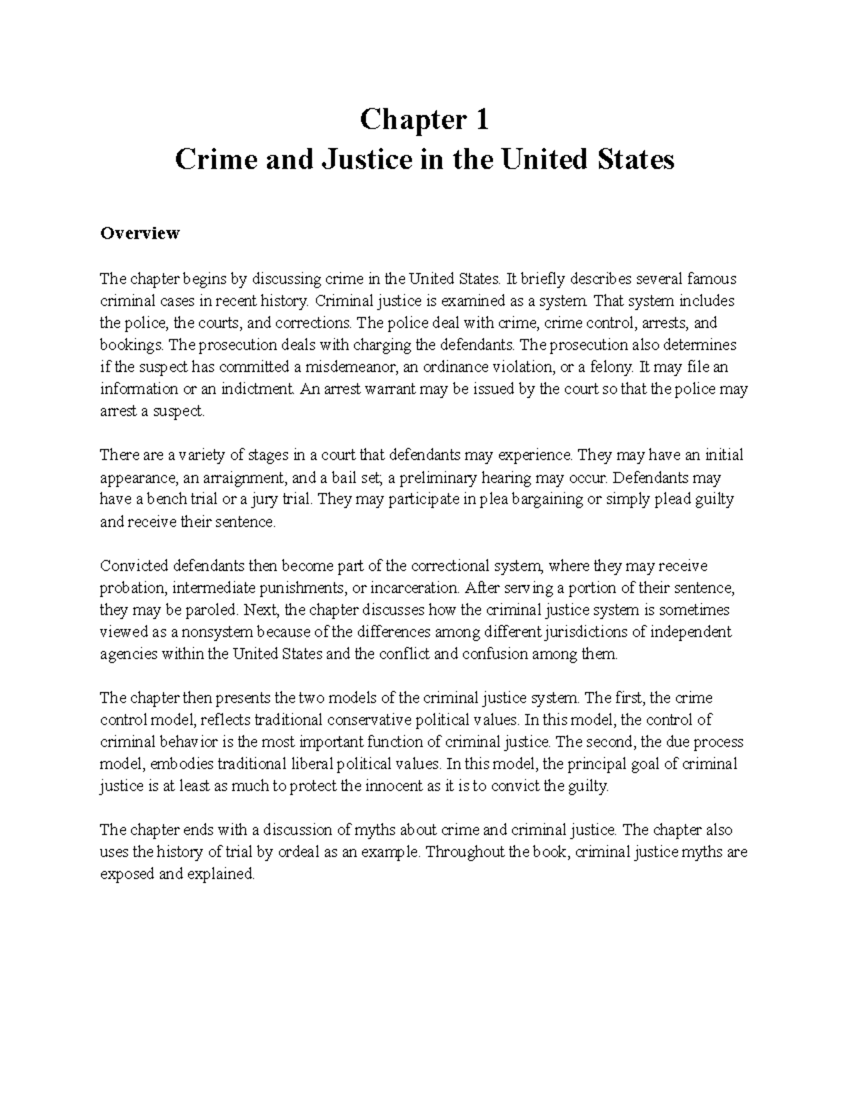 Chapter 1 - Chapter 1 Crime And Justice In The United States Overview ...