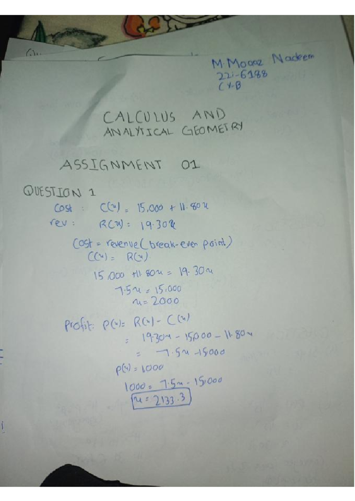Cal a1 - jjmjj - (il. M. Moaaz Nadeem C B CALCULUS AND ANALYTICAL ...