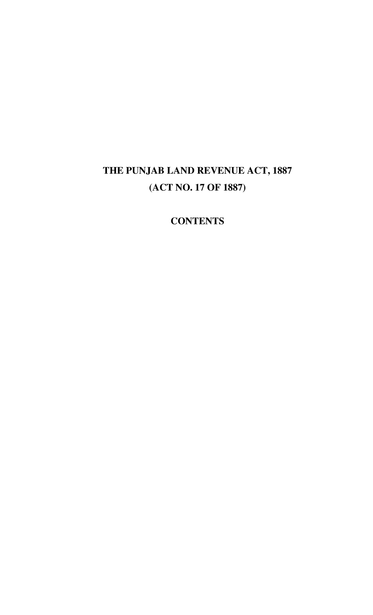 The Punjab Land Revenue Act 1887 THE PUNJAB LAND REVENUE ACT 1887   Thumb 1200 1976 