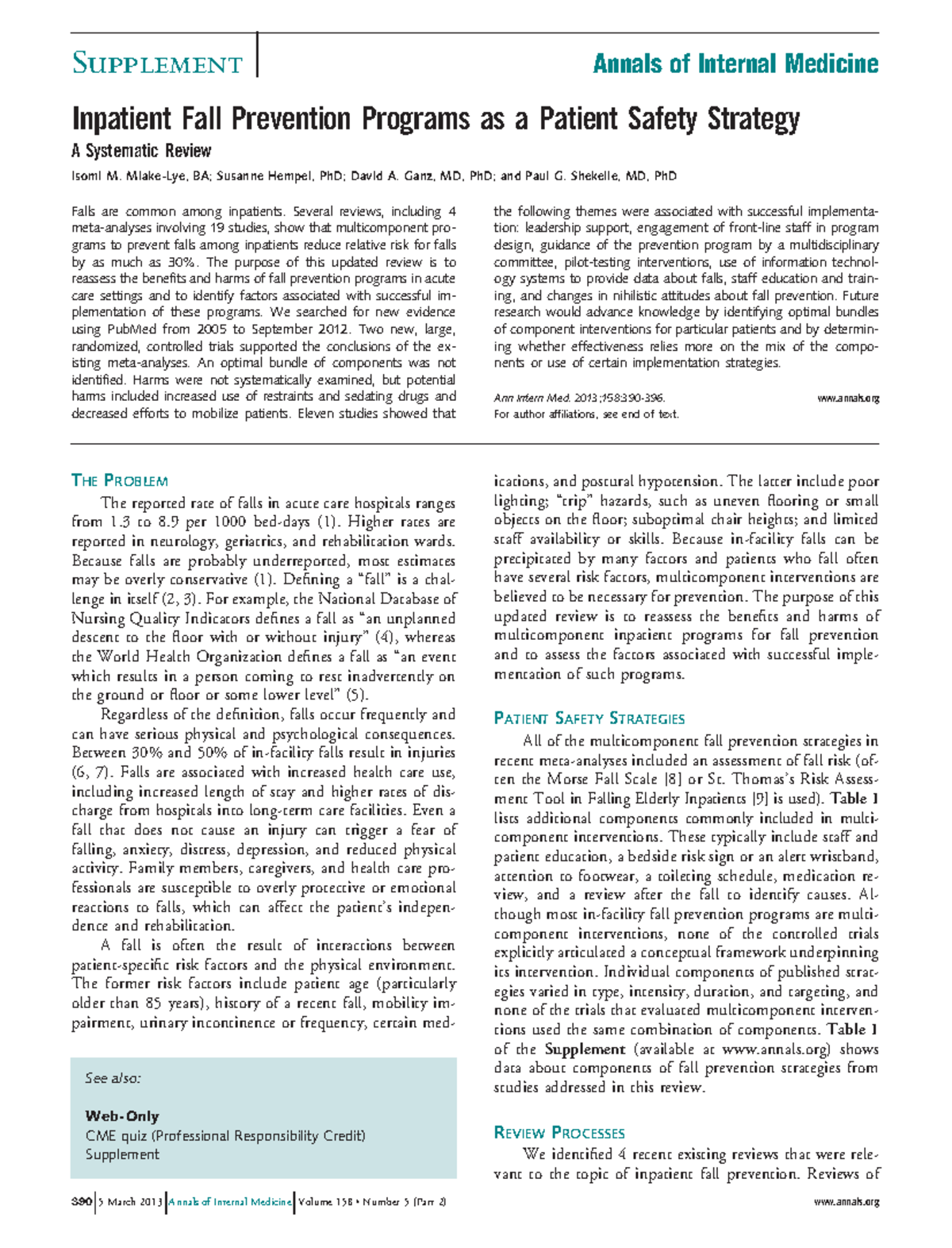MG Systematic Review week 5 research nursing - Inpatient Fall ...