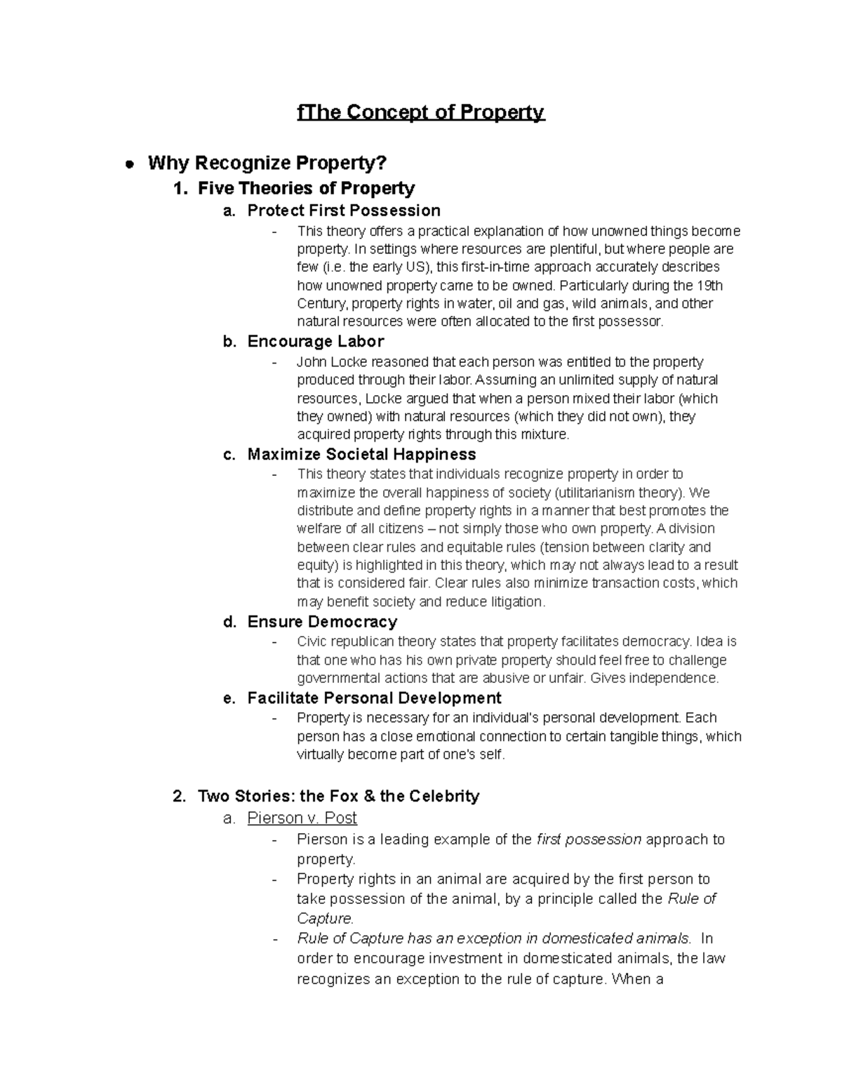 The Concept of Property and Five Theories Explained Studocu
