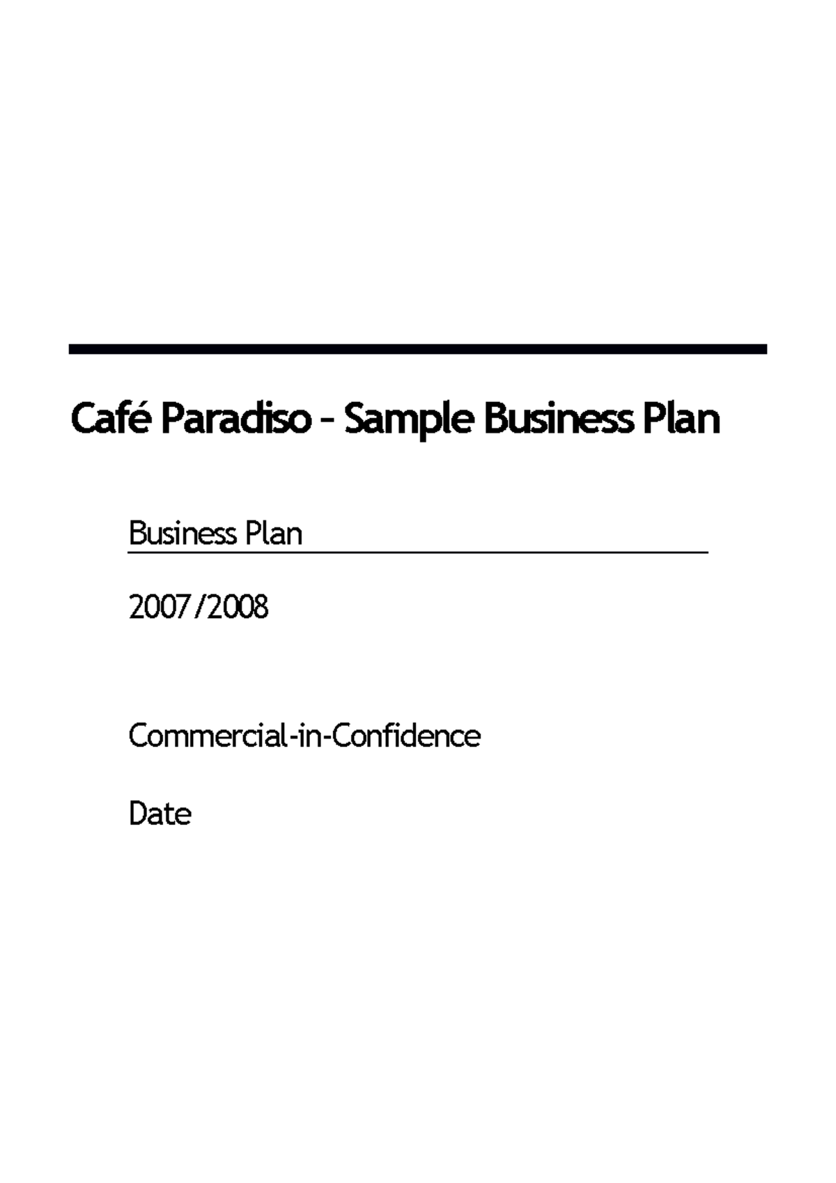 sample business plan cafe