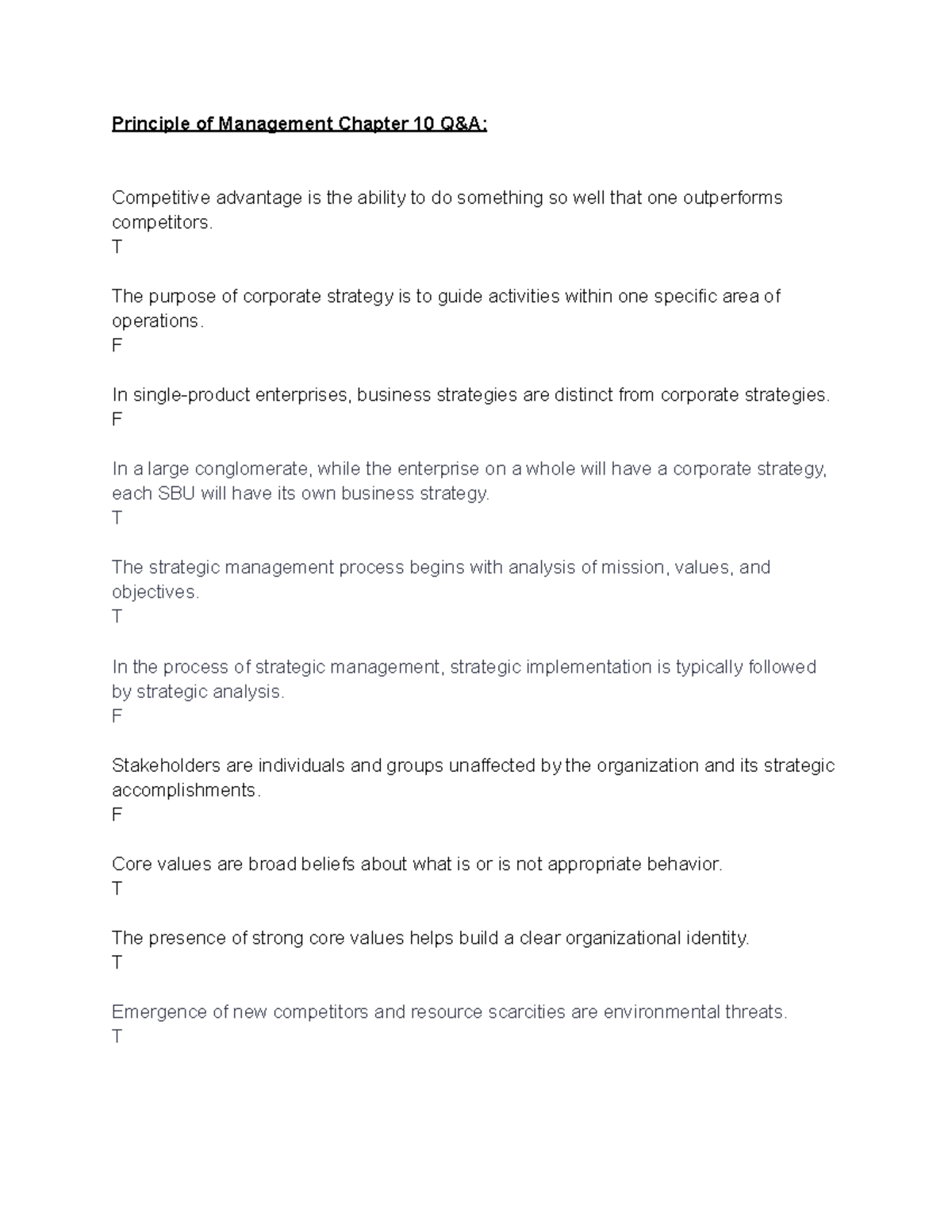 Principles of Management Chapter 10 Qand A - Principle of Management ...