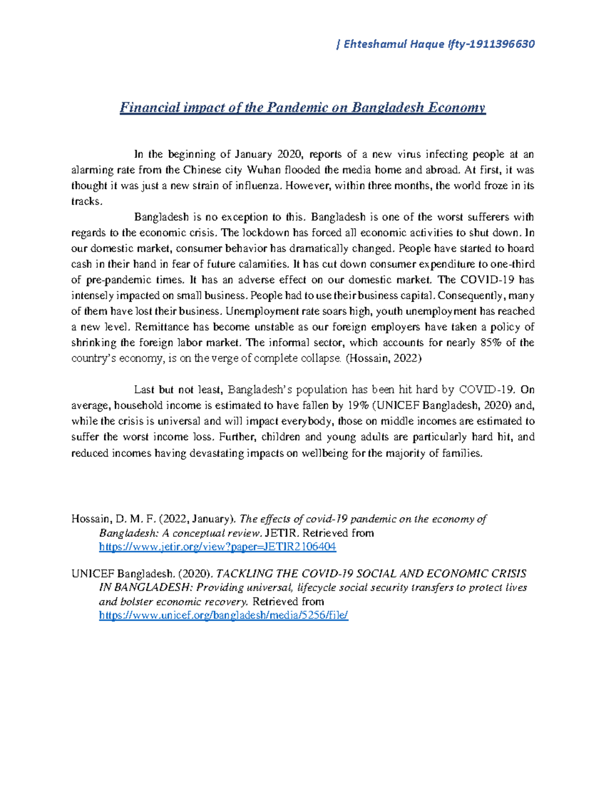 Financial impact of the Pandemic on Bangladesh Economy - At first, it ...