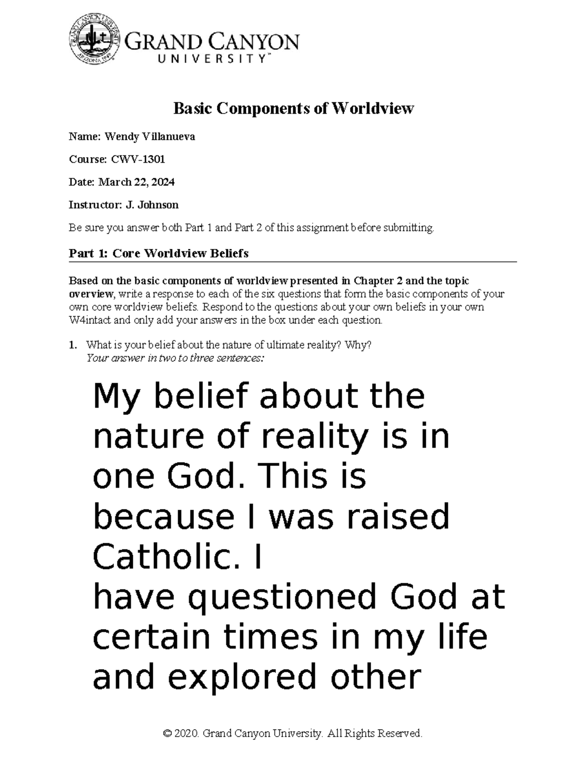 CWV-101-301-RS-T1Basic Components Of Worldview DONE - Basic Components ...