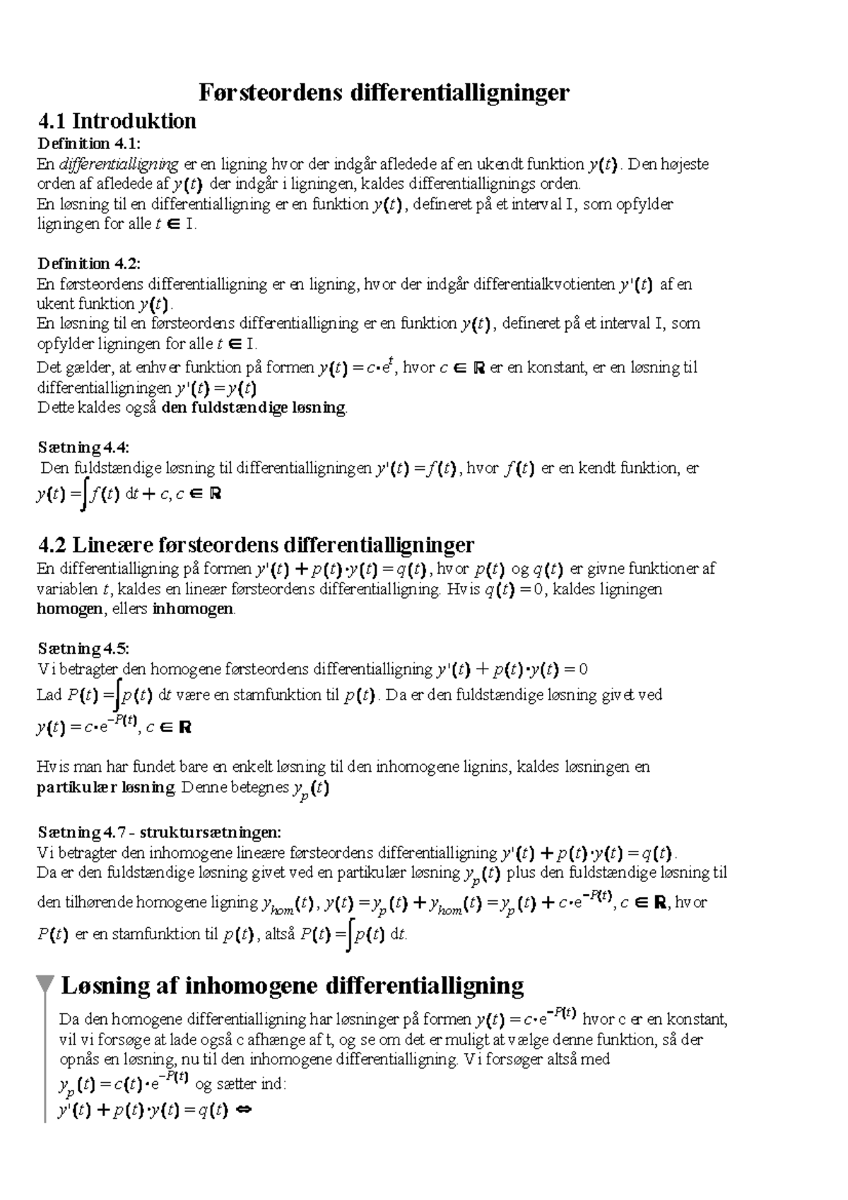 4. Førsteordens Differentialligninger - Førsteordens ...