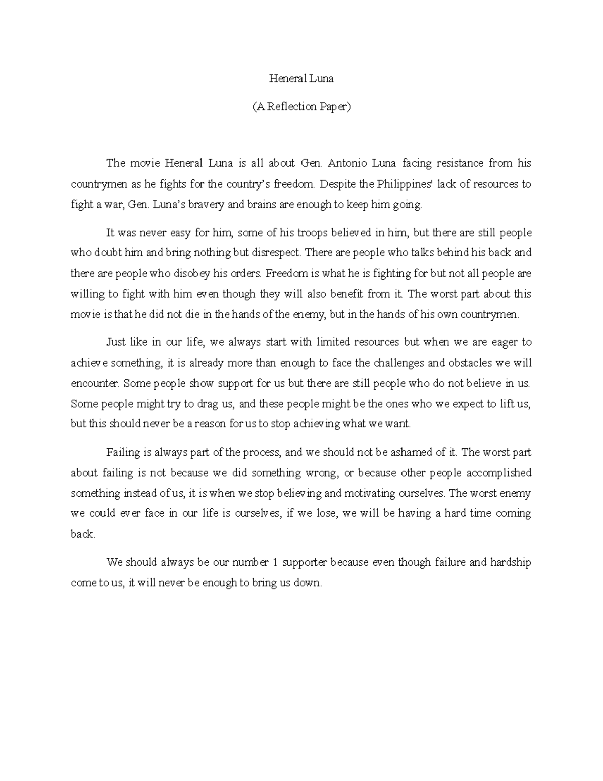 Heneral Luna - A Reflection Paper - Heneral Luna (A Reflection Paper ...