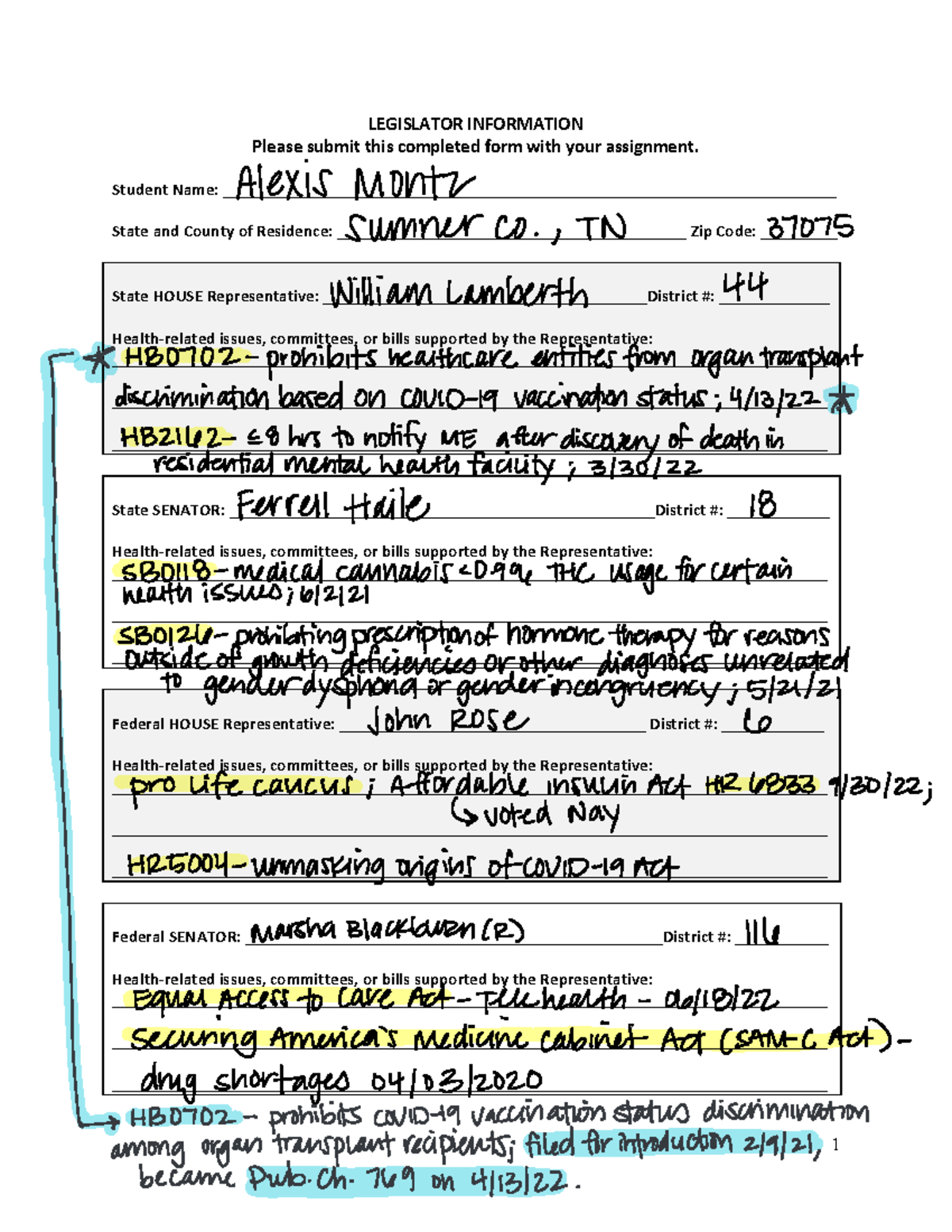 Legislature Information Policy - 1 LEGISLATOR INFORMATION Please submit ...