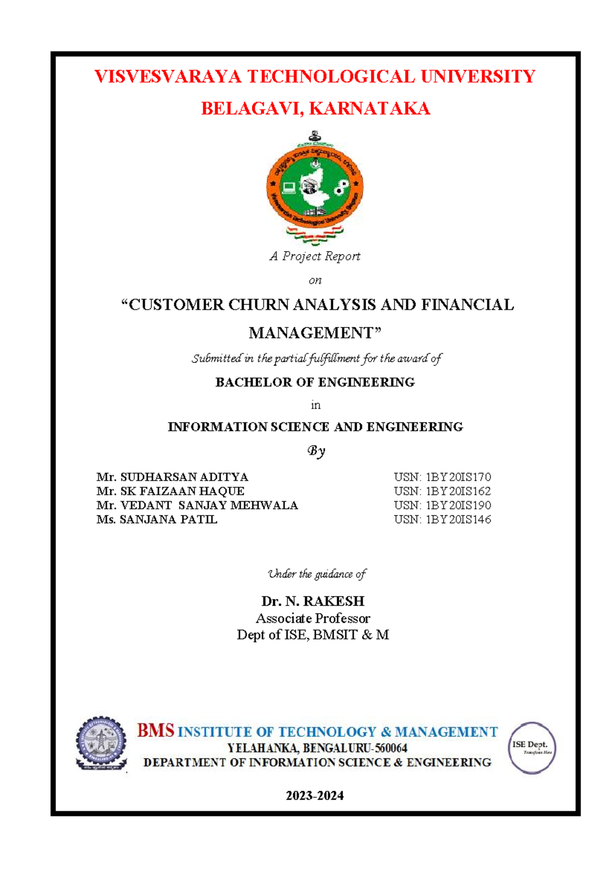 C16 FYP - VISVESVARAYA TECHNOLOGICAL UNIVERSITY BELAGAVI, KARNATAKA A ...