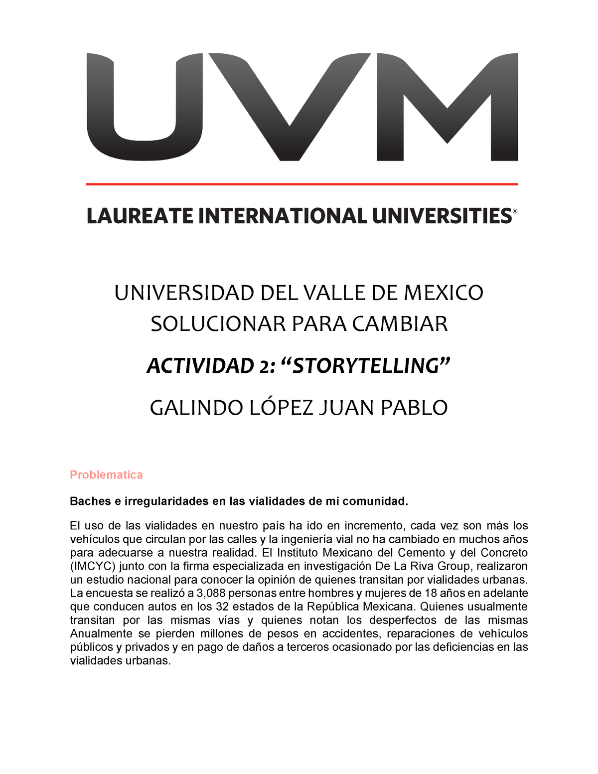 A2 GLJP Solucionar Para Cambiar - UNIVERSIDAD DEL VALLE DE MEXICO ...