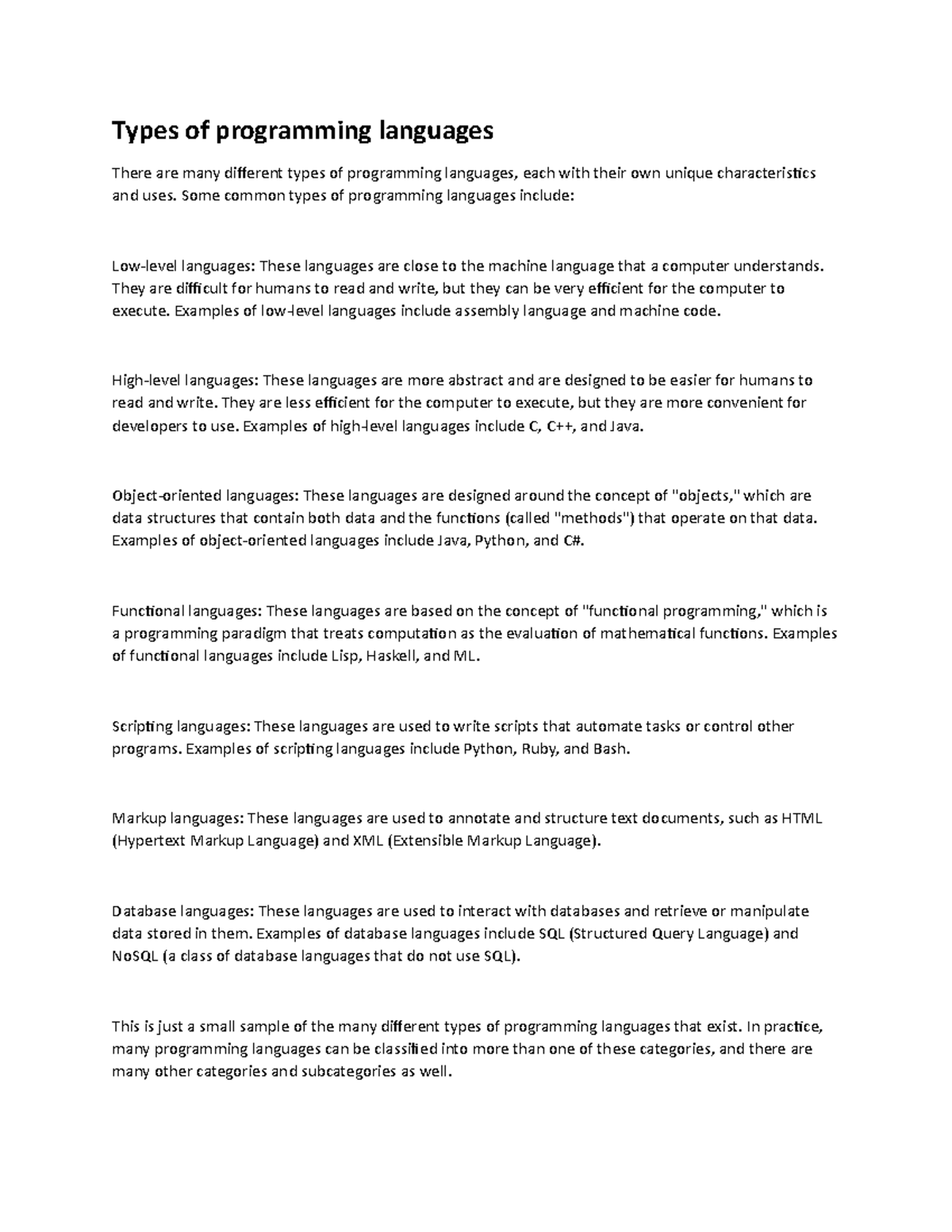 Demo Notes - Database Management System - Types of programming ...