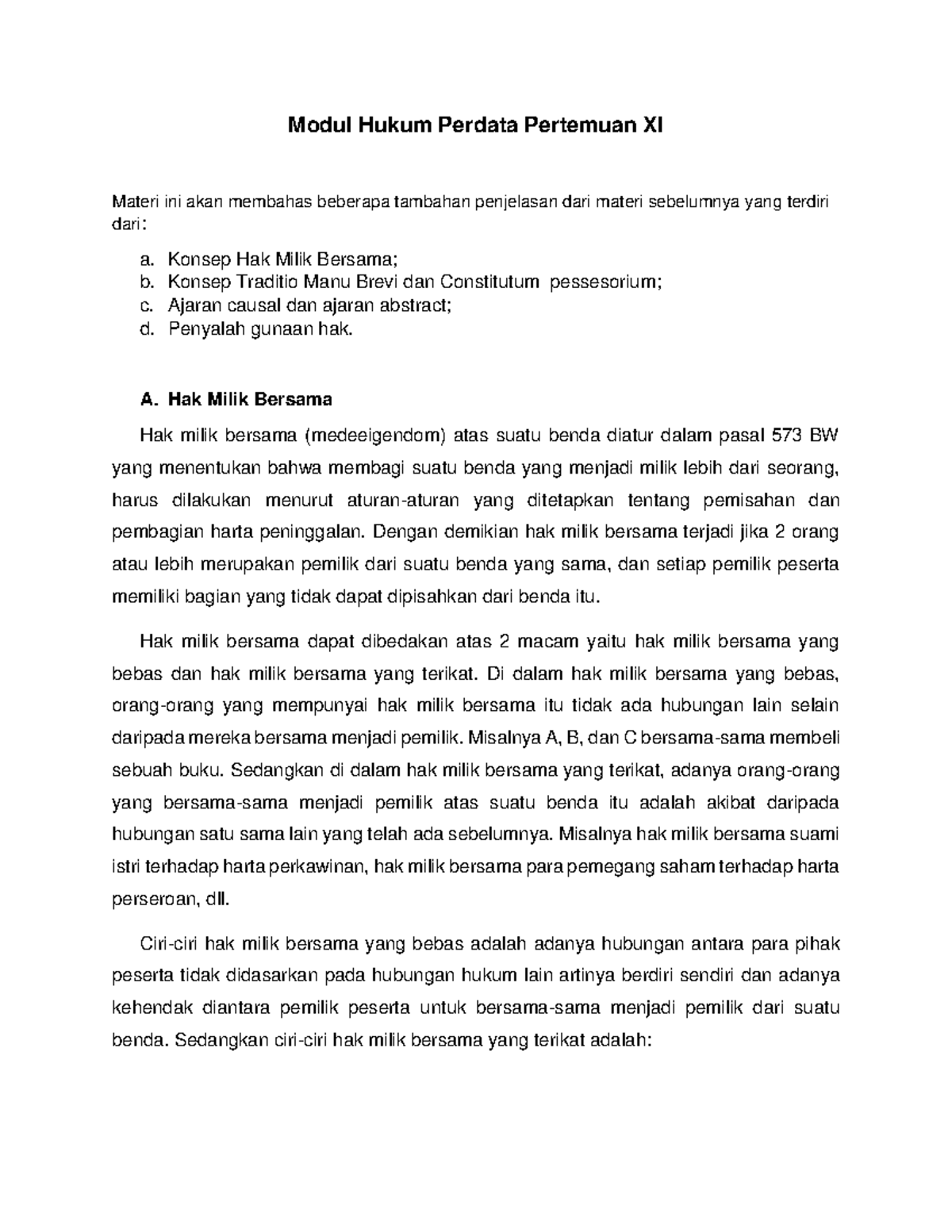 Hak Milik Dalam Hukum Perdata - Modul Hukum Perdata Pertemuan XI Materi ...