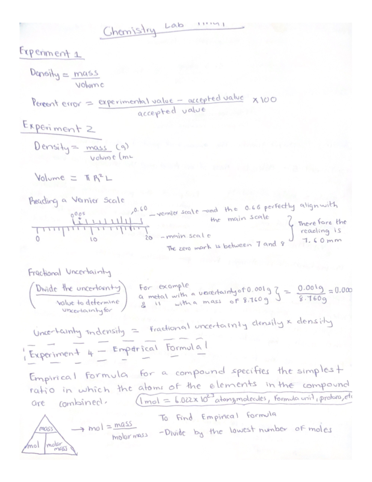 Chemistry Lab 1-6 - Study Guide for lab 1-6 Final - CHE 1221L - Studocu