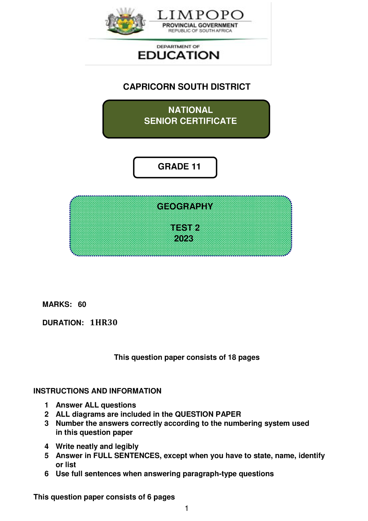 grade 10 assignment capricorn south district