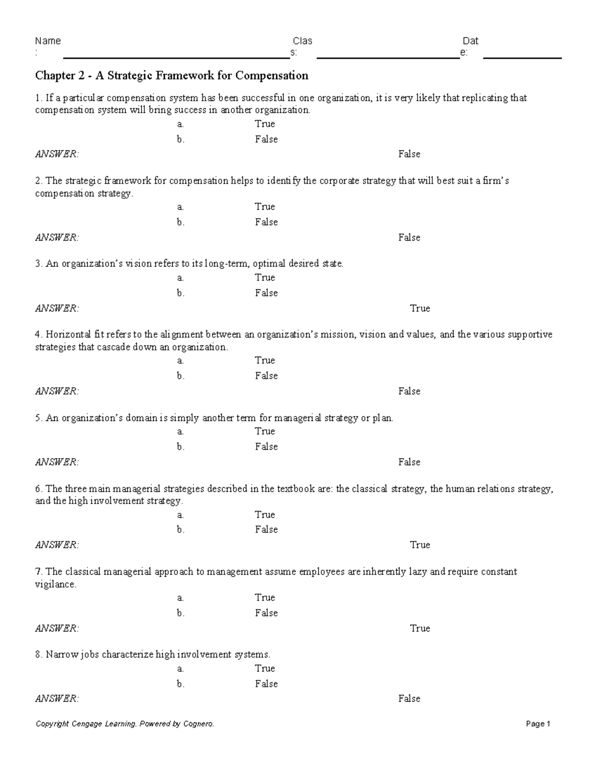 Chapter 2 A Strategic Framework for Compensation - : s: e: Chapter 2 ...