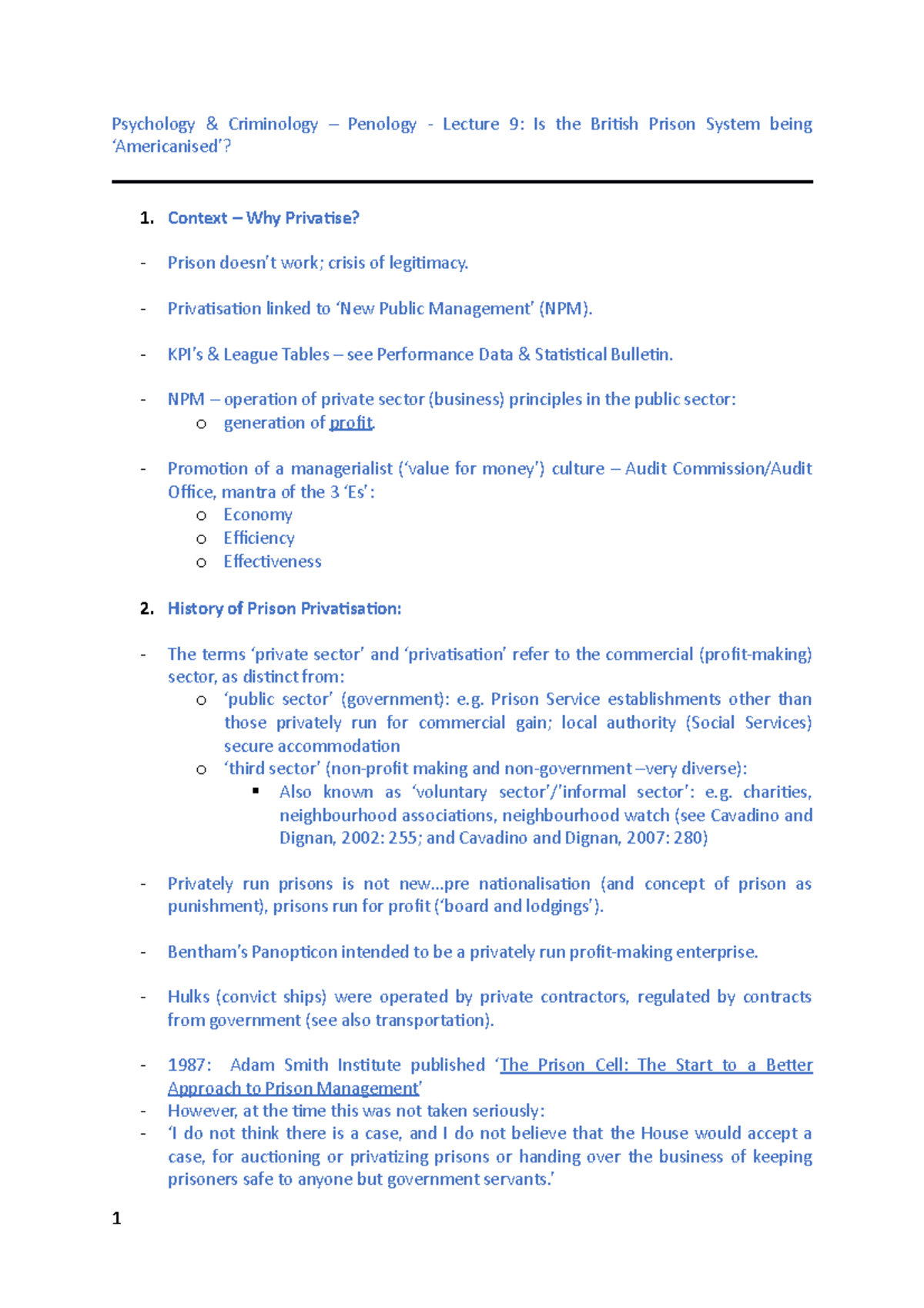 Lecture 9 - Is the British Prison System being 'Americanised ...