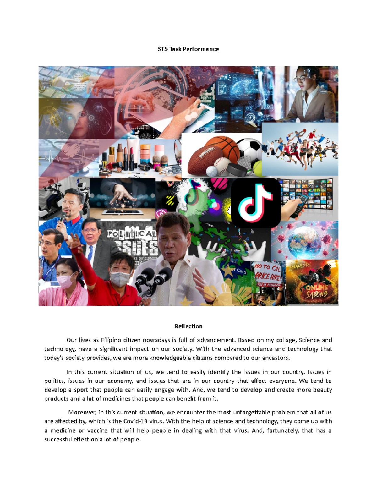 Sts Task Performance Sts Sts Task Performance Reflection Our Lives