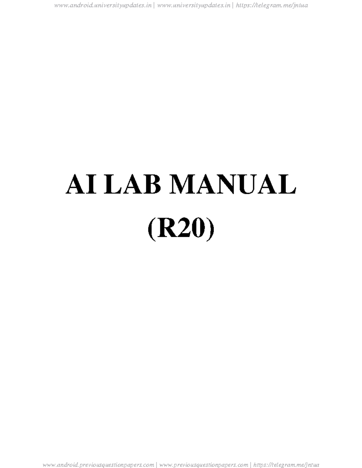 Jntua Artificial Intelligence Lab Manual R20 AI LAB MANUAL (R20) AI