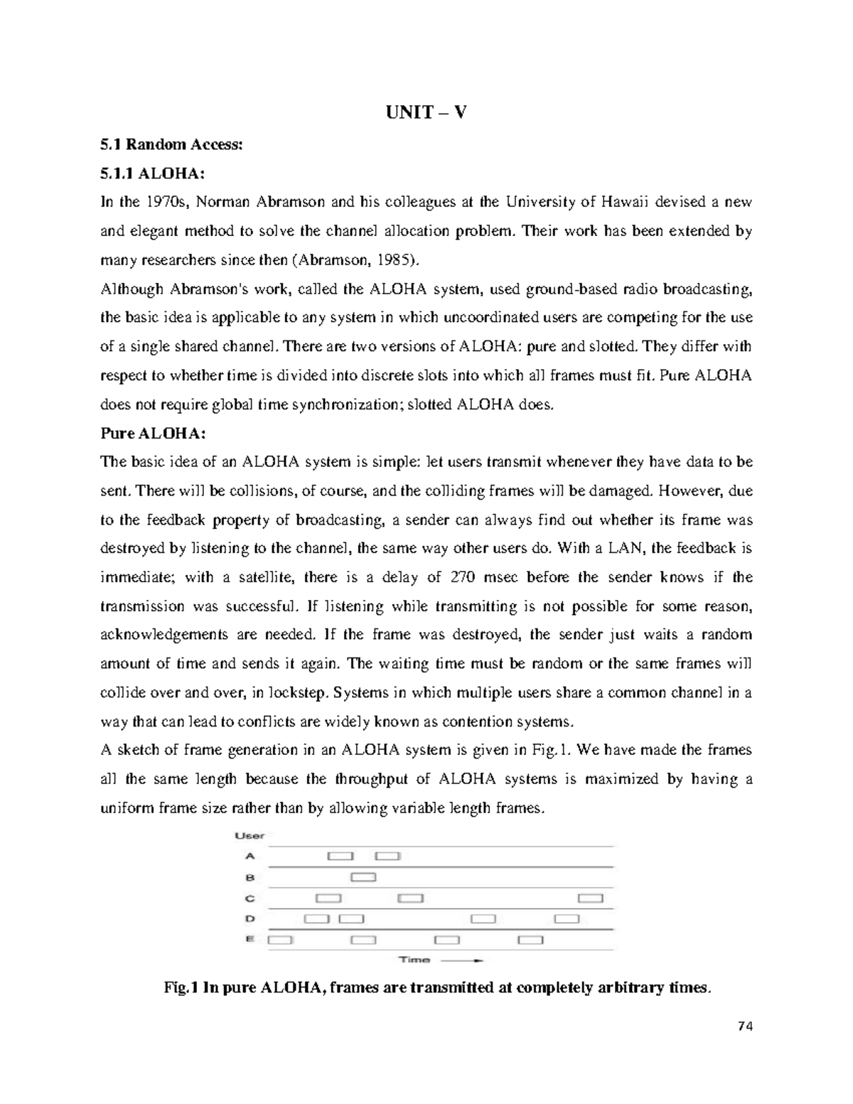 Lecture 7 - Computer Networks - UNIT – V 5 Random Access: 5.1 ALOHA: In ...